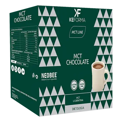 MCT chocolate: Bevande al cioccolato, con MCT e carnitina con azione termogenica, energetica e di controllo dell’appetito.

